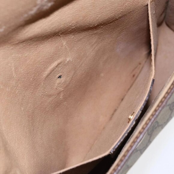 GUCCI GG Supreme Web Sherry Line Clutch Bag PVC Beige Red - Picture 12 of 16